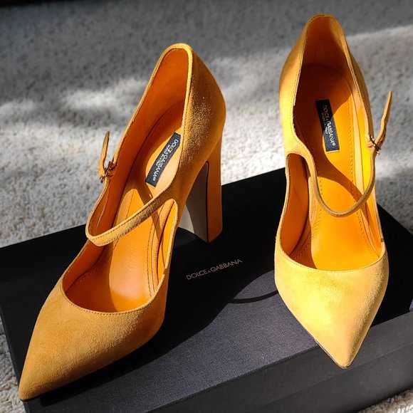 Dolce & GabbanaYellow Suede Mary Jane Pumps